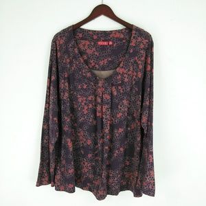 Purple Floral long sleeve top - 3X